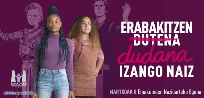 Emakunde centra la campaña del 8 de marzo en el empoderamiento de mujeres y niña