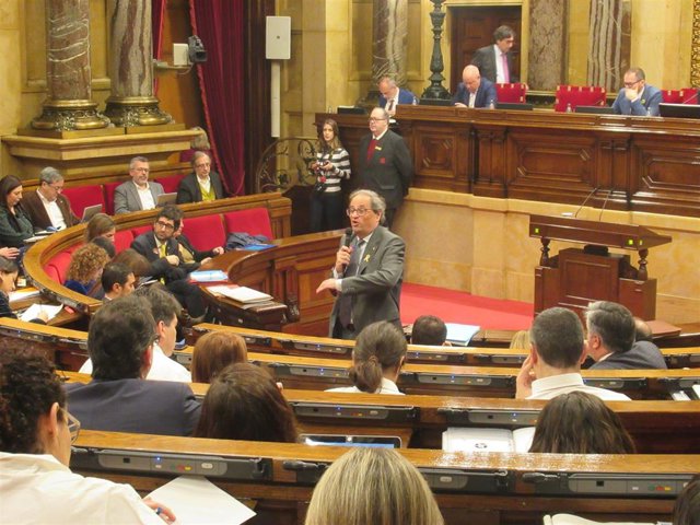 El presidente de la Generalitat, Quim Torra, en el pleno del Parlament
