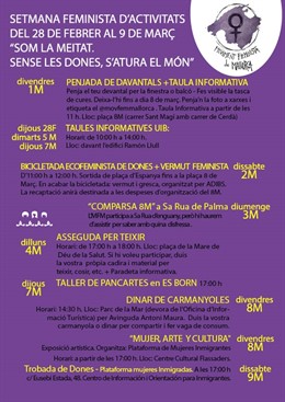 Actividades organizadas por el Movimiento Feminista de Mallorca en la semana pre