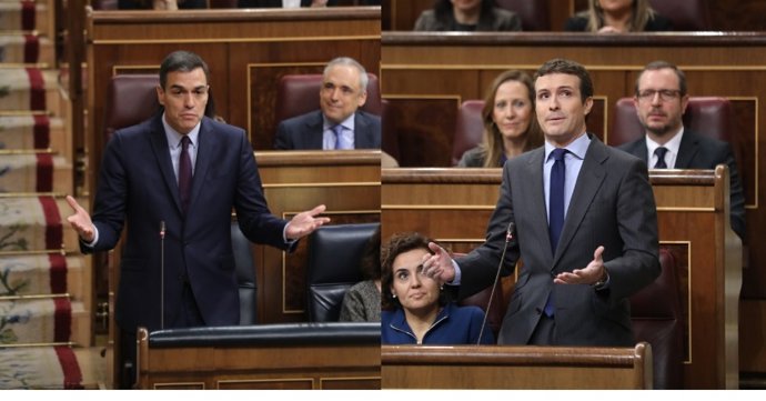 Montaje fotográfico de Pedro Sánchez y Pablo Casado