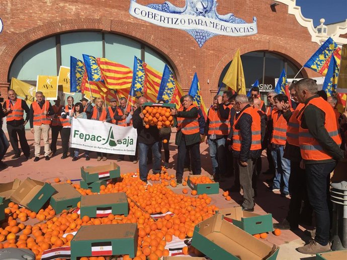 Los agricultores protestan contra la "inaceptable" importación de naranjas navel