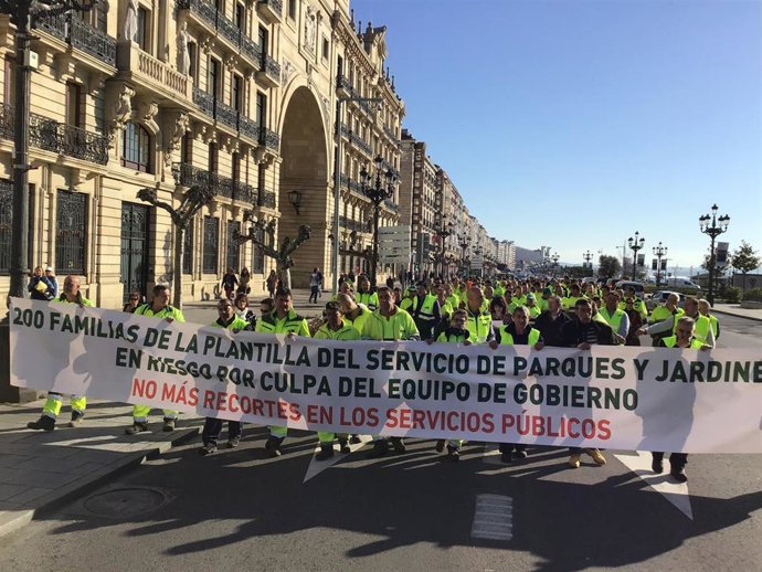 Manifestación de trabajadores de Parques y Jardines