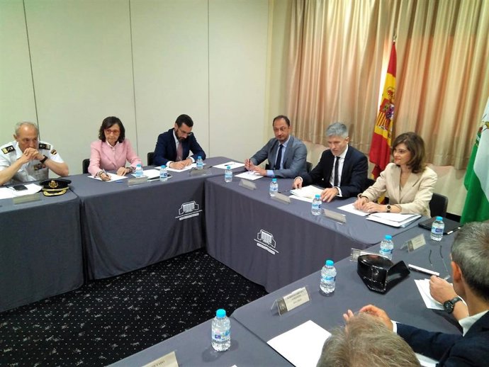 Grande-Marlaska, en una imagen de archivo reunido en La Línea para anlizar el pr