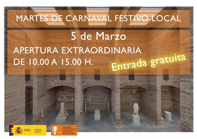 Cartel de la apertura extraordinaria del Museo Nacional de Arte Romano de Mérida