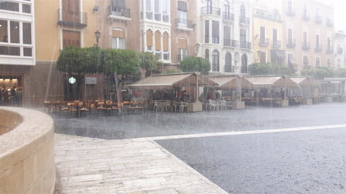 Imagen de la tormenta en la ciudad de Murcia