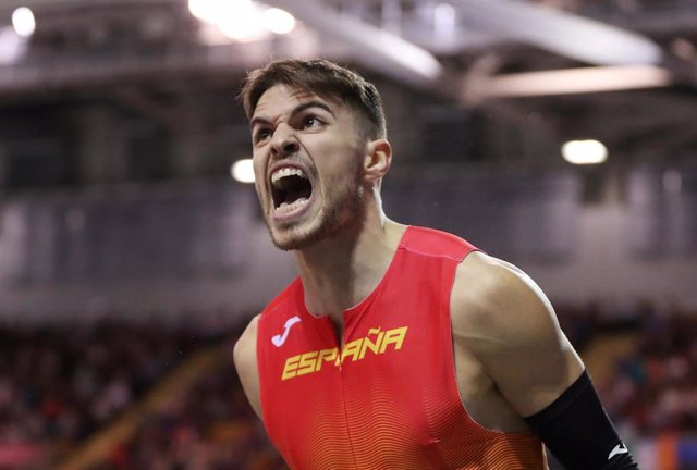 El atleta español Óscar Husillos, en el Campeonato de Europa bajo techo