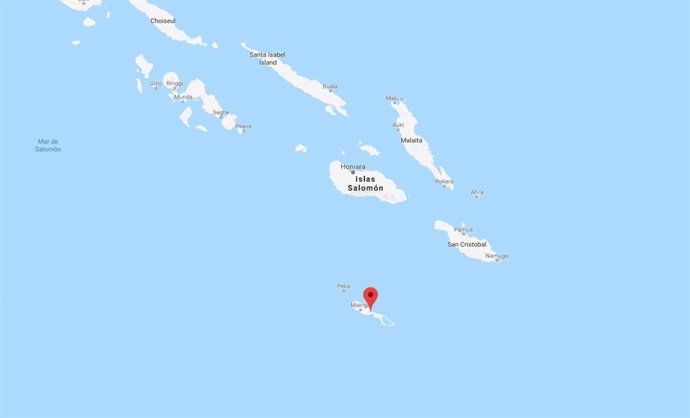 Mapa del derrame del Solomon Trader en Islas Salomón
