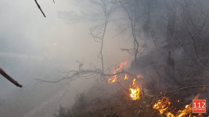 Activos cinco incendios de los 17 provocados este domingo en Cantabria