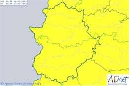 Extremadura permanece este miércoles en aviso amarillo por lluvia y viento