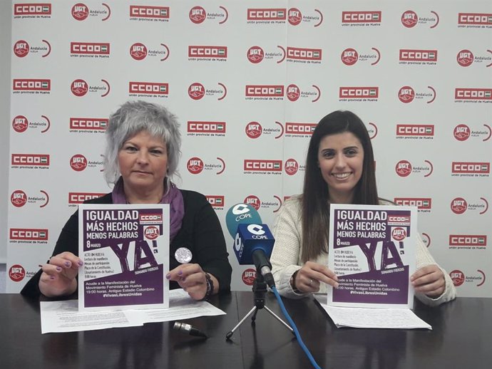 Huelva.- 8M.- UGT y CCOO llaman a la huelga feminista porque "a pesar del éxito 