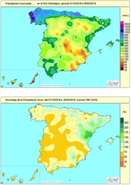 La escasez de lluvias acumulada en España desde octubre hasta el 5 de marzo alca