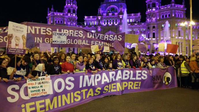 Manifestación de la huelga feminista en Madrid