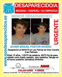 Buscan a un menor de 15 años desaparecido hace dos días en Las Palmas de Gran Ca