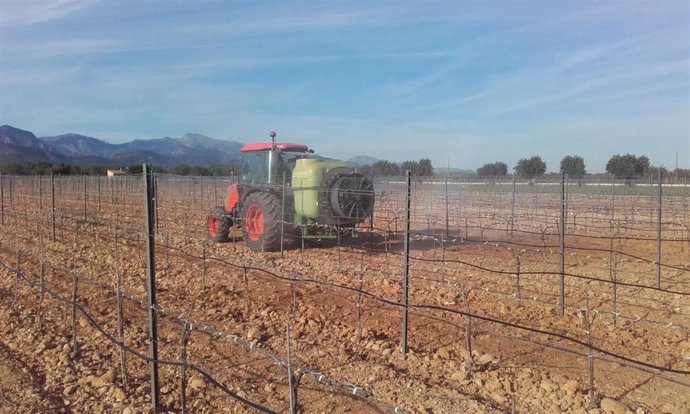 Tractor en un campo de cultivo