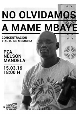 El Sindicato de Manteros convoca concentración en recuerdo de Mame Mbaye un mes 