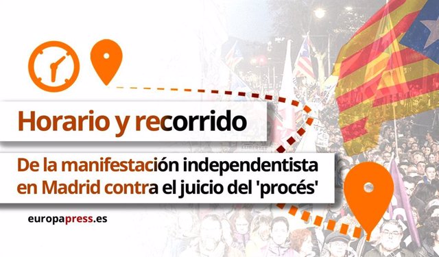 Horario y recorrido de la manifestación independentista en Madrid contra el juic
