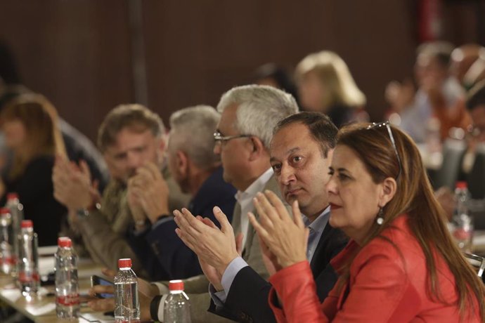 La secretaria general del PSOE-A, Susana Díaz, interviene en la reunión que mant