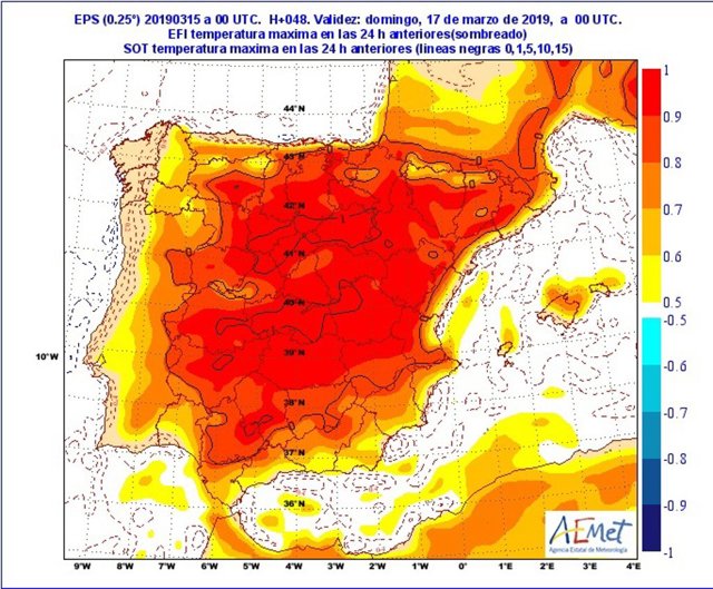 La Aemet prevé para el sábado en CyL máximas "extraordinariamente más altas de l