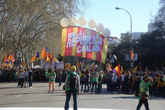 Manifestación independentista en Madrid contra el juicio del 'procés'