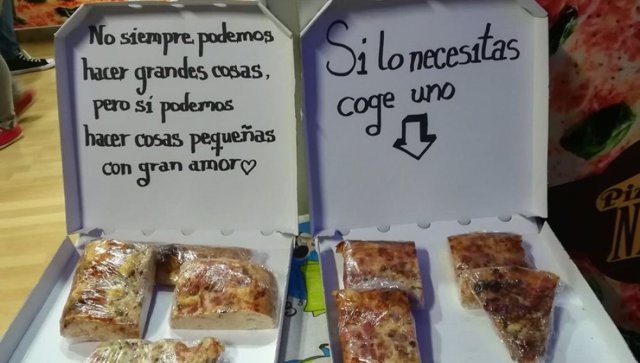 A punto de echar el cierre, una pizzería de Tenerife regala porciones de pizza a
