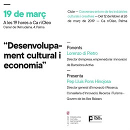 Ca n'Oleo acoge este martes la conferencia 'Desarrollo cultural y economía' a ca