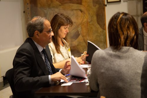 Reunión de trabajo del president Quim Torra y la consellera de Cultura Laura Borràs Palau de la Generalitat de Catalunya