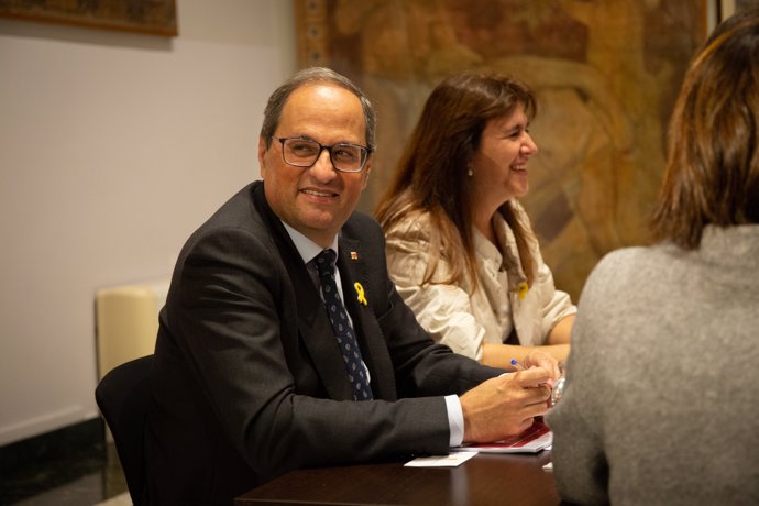 Reunión de trabajo del president Quim Torra y la consellera de Cultura Laura Borrs Palau de la Generalitat de Catalunya