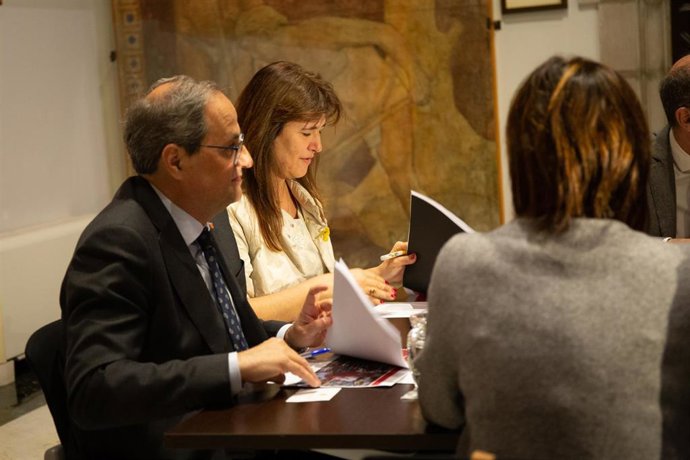 Reunión de trabajo del president Quim Torra y la consellera de Cultura Laura Bor