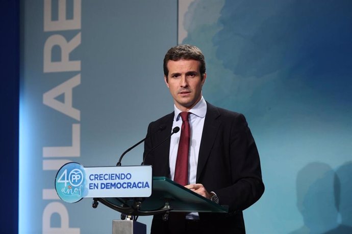 Rueda de prensa de Pablo Casado tras el Comité de Dirección del PP