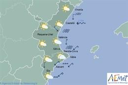 Temperaturas máximas en ascenso este jueves y riego por oleaje en Alicante
