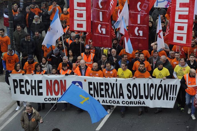 Imagen de la manifestación de Alcoa en A Coruña.