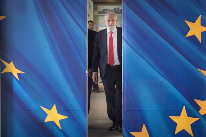 British Labour leader Jeremy Corbyn in Brussels
