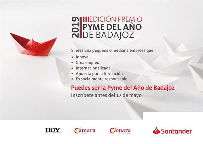 La Cámara de Comercio de Badajoz y Banco Santander convocan el III Premio Pyme d