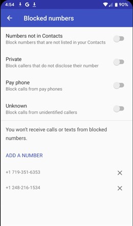 Nueva función de bloquo de llamadas en teléfonos G