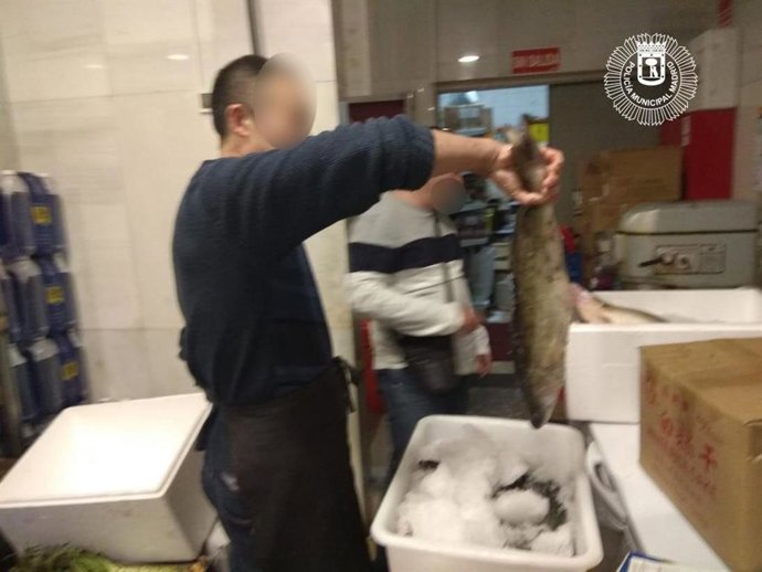 Sucesos.- Requisan 20 kilos de luciopercas de un comercio de Usera en pésimas co