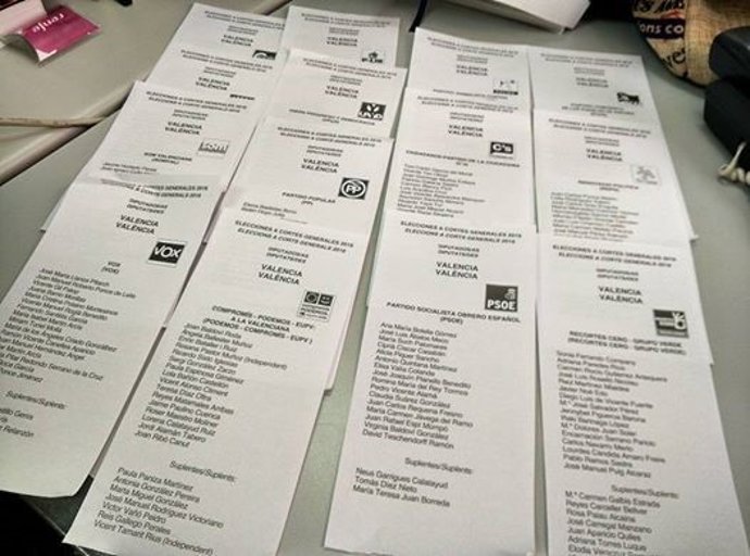 Les paperetes i sobres de les eleccions autonmiques a la Comunitat Valenciana s