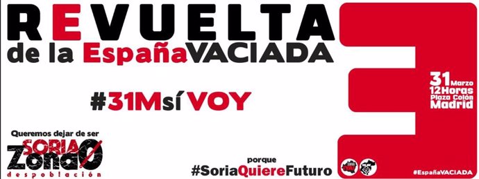 Soria ¡Ya! y Teruel Existe animan a manifestarse el 31 marzo en Madrid para recl