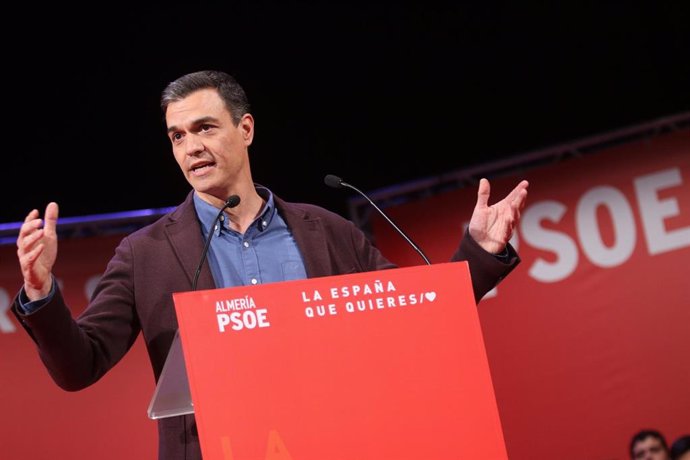 Pedro Sánchez, participa en un acto público en Almería