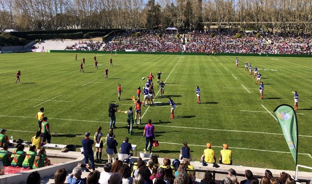 El Estadio Central de Madrid, durante un partido de rugby femenino entre las selecciones de España y de Países Bajos.