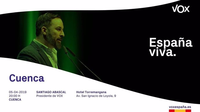 28A.- Santiago Abascal Protagonizará En Cuenca Un Acto Público De Vox El Próximo