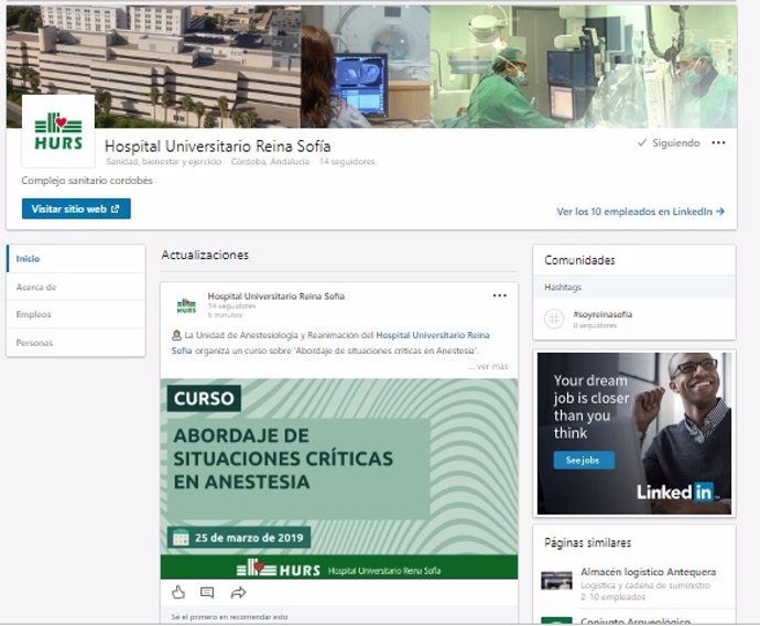 Córdoba.- El Hospital Reina Sofía amplía su presencia en redes sociales abriendo
