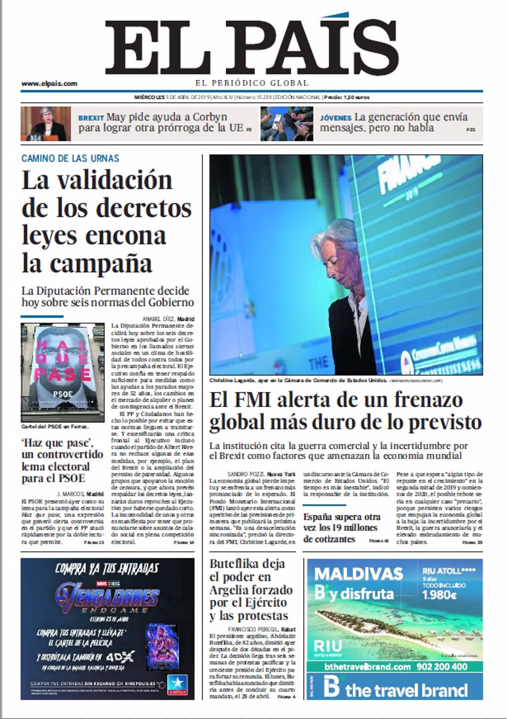 Las Portadas De Los Periódicos Del Miércoles 3 De Abril De 2019