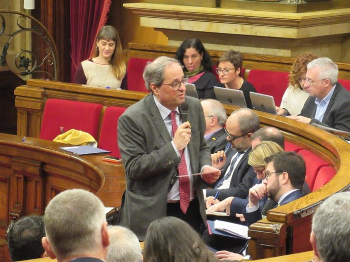 El Presidente De La Generalitat, Quim Torra, En El Pleno Del Parlament