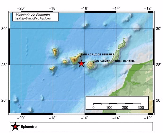 Registrado un sismo de 3.2 grados entre las islas de Gran Canaria y Tenerife