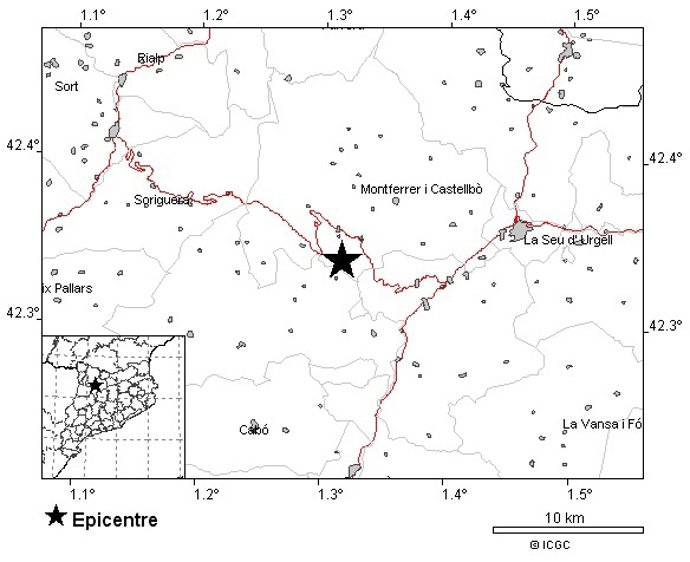 El terremoto en el Alt Urgell (Lleida) no provoca daños materiales