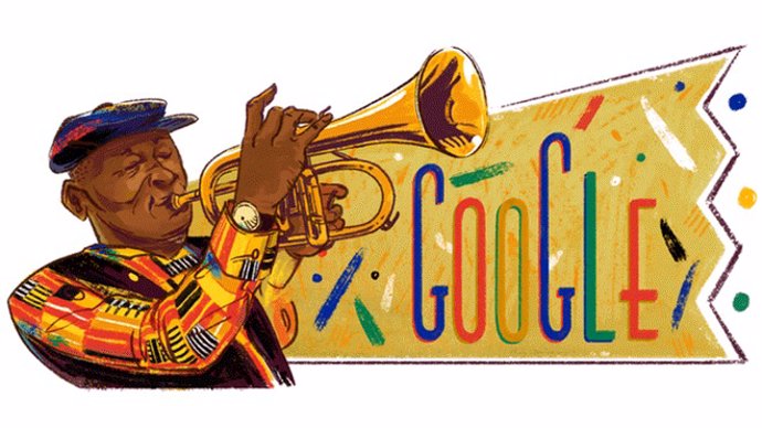 Google homenajea en su 'doodle' al trompetista Hugh Masekela por el 80 aniversar