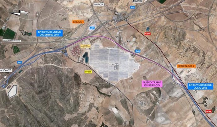 Fomento abre al tráfico la conexión entre Alicante por la A31 y Valncia por la 
