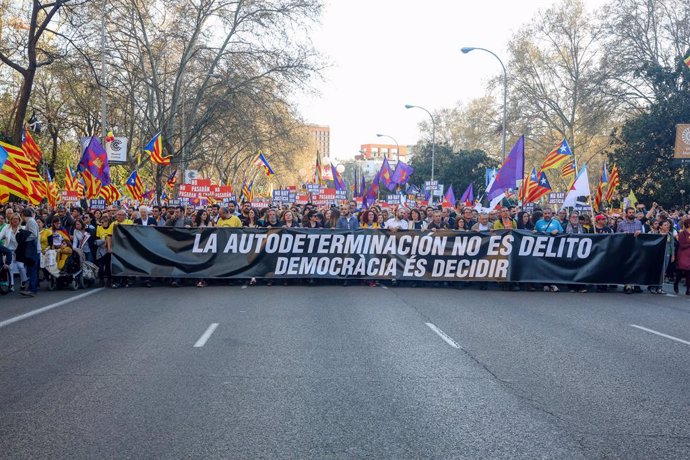 Manifestació independentista a Madrid contra el judici del 'procés'