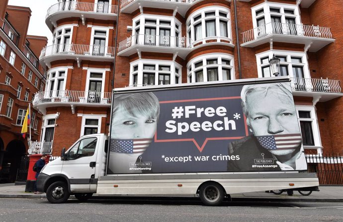 Supporters of Julian Assange protest in London