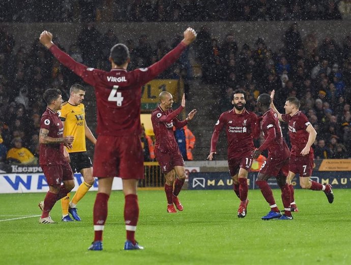 El delantero egipcio Mohamed Salah celebra un gol con el Liverpool FC